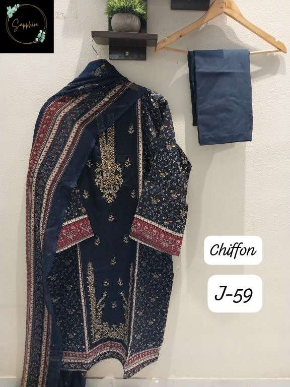 SAPPHIRE JAZMIN VOL-59 PURE LAWN COTTON PRINTED PAKISTANI DRESSES-00272