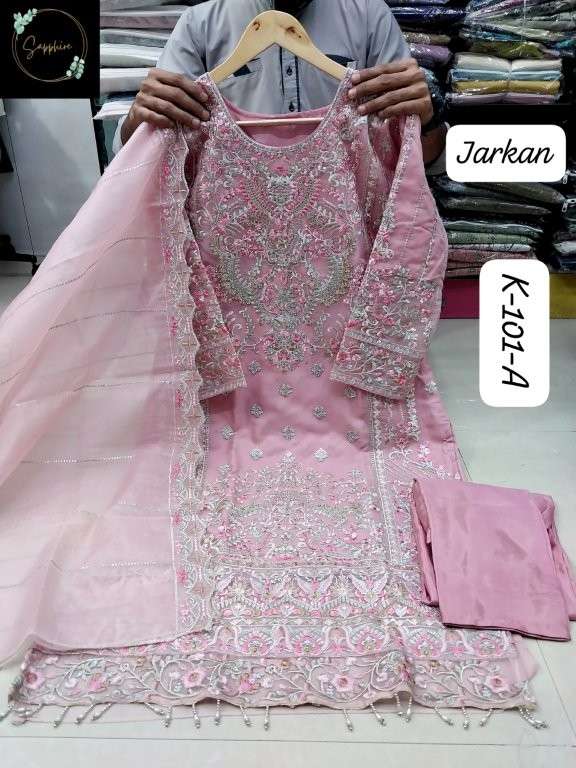 SAPPHIRE K-101 NX PURE ORGANZA EMBROIDERY PRINTED PAKISTANI DRESSES-00272