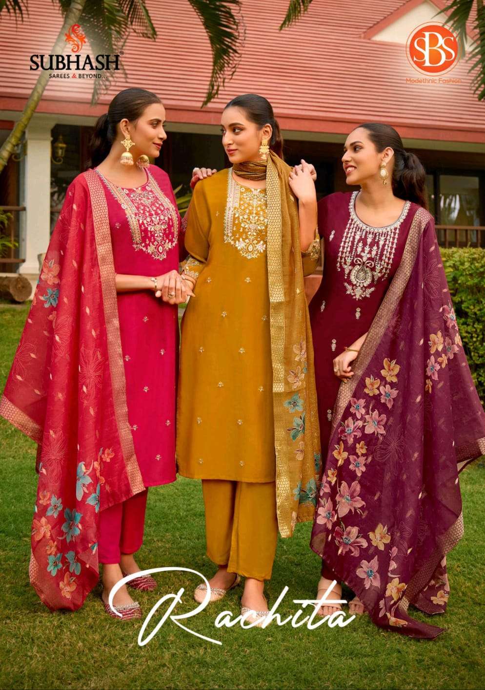 SBS FASHION RACHITA 6106 TO 6109 SERIES PURE CHINON SILK EMBROIDERY DRESSES-00014