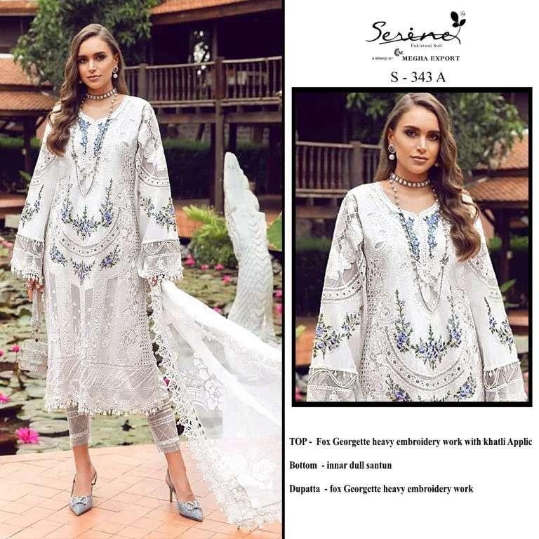 SERENE S-343 COLOUR PURE FAUX GEORGETTE EMBROIDERY PAKISTANI DRESSES-00201