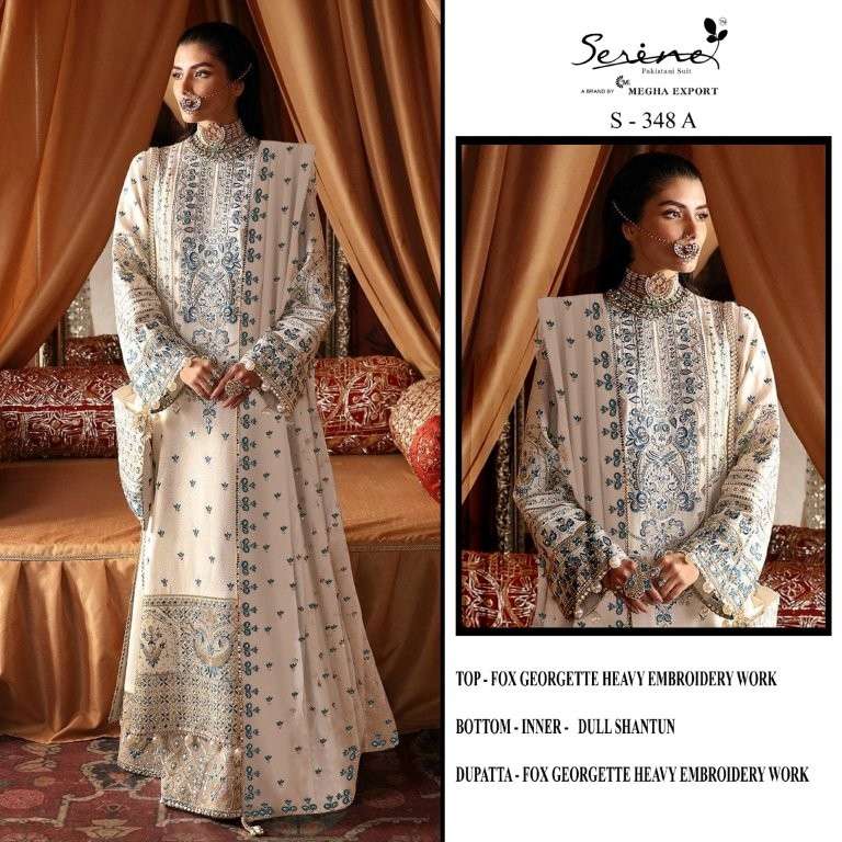 SERENE S-348 COLOUR PURE FAUX GEORGETTE EMBROIDERY PAKISTANI DRESS-00201