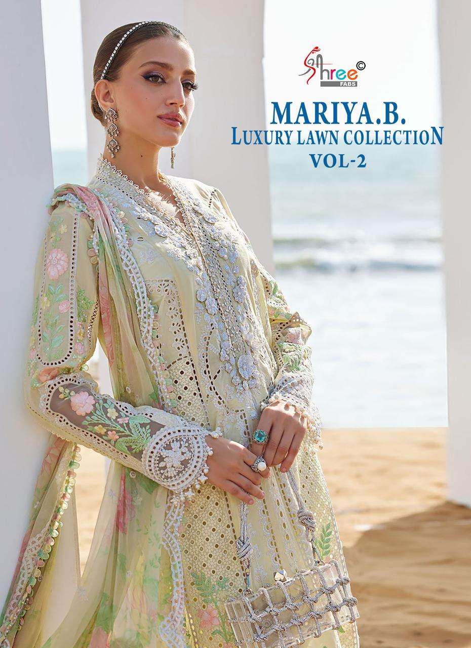 SHREE FAB MARIAB LUXURY LAWN VOL-02 PURE COTTON EMBROIDERY PAKISTANI DRESSES-00011