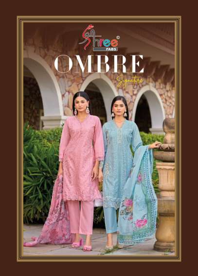 SHREE FAB OMBRE SIGNATURE 1001 TO 1004 SERIES HEAVY EMBROIDERY COTTON PAKISTANI DRESSES-00201