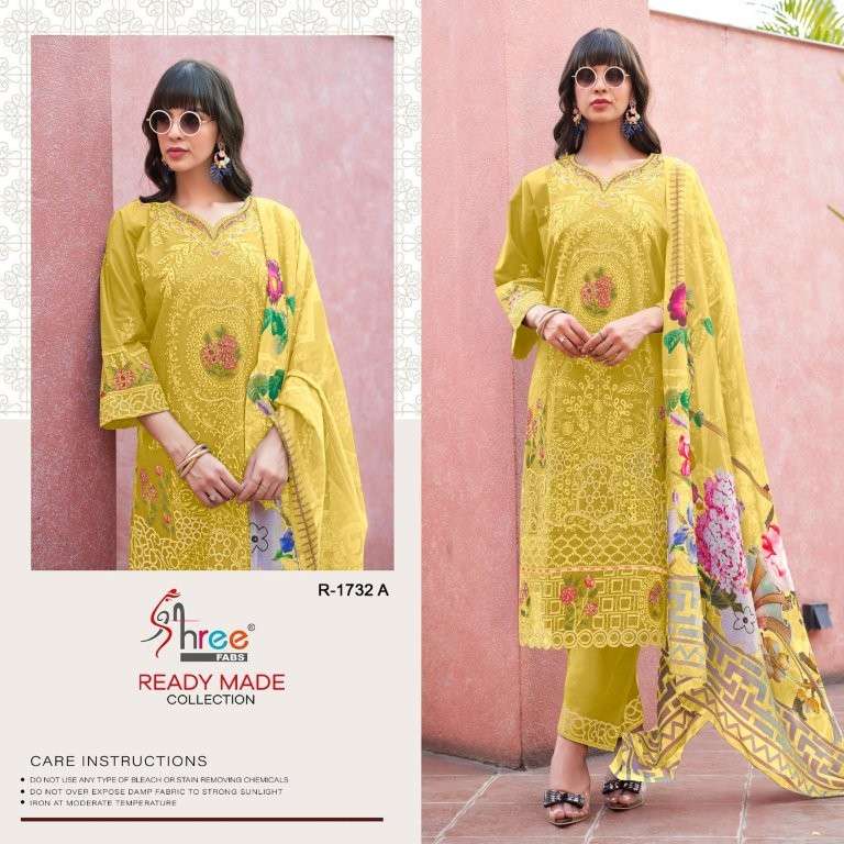 SHREE FAB R-1732 COLOUR CAMBRIC LAWN COTTON PAKISTANI DRESSES-00011