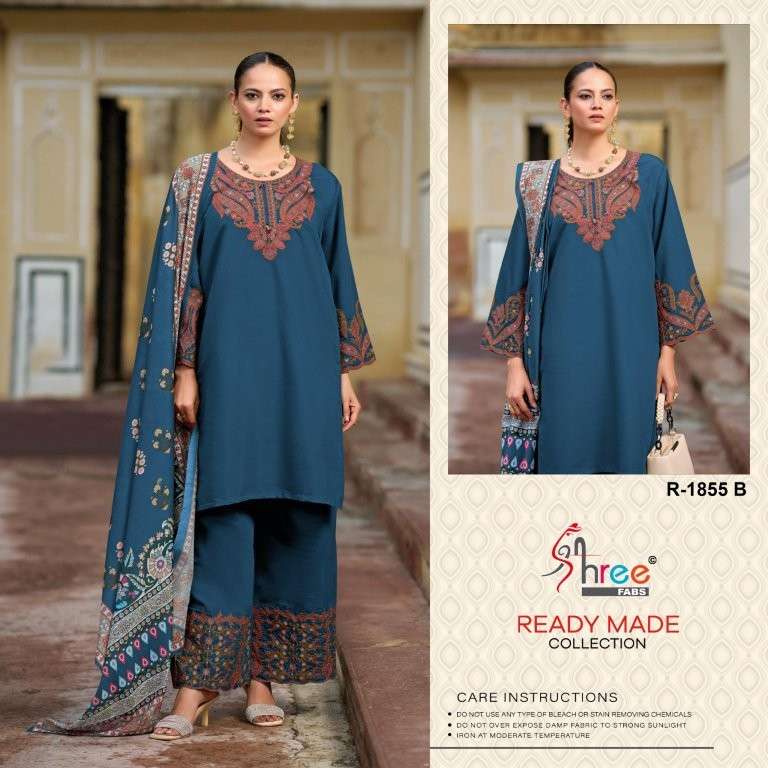 SHREE FAB R-1855 HEAVY EMBROIDERY CAMBRIC COTTON PAKISTANI DRESSES-00011