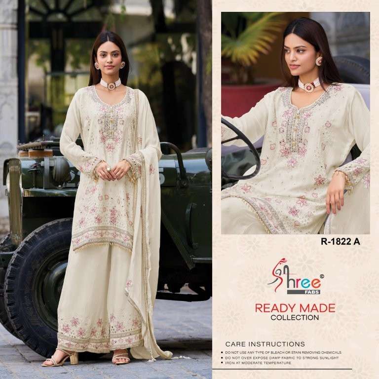 SHREE FABS R-1822 SERIES PURE CHINON VISCOSE EMBROIDERY PAKISTANI DRESSES-00011