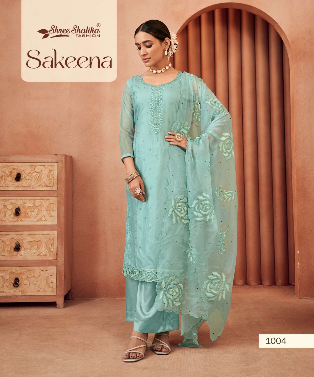 SHREE SHALIKA SAKEENA  PURE ORGANZA EMBROIDERY DRESSES-00028