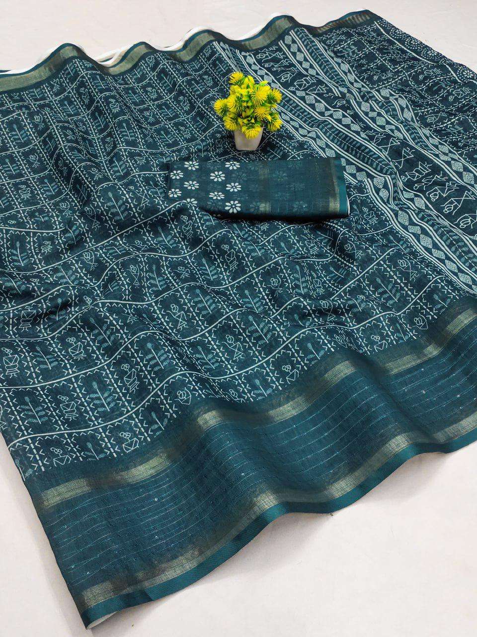 SHUBHLAXMI BY ASLIWHOLESALE DESIGNER PURE SOFT LINEN SILK PRINTED SAREES-00279