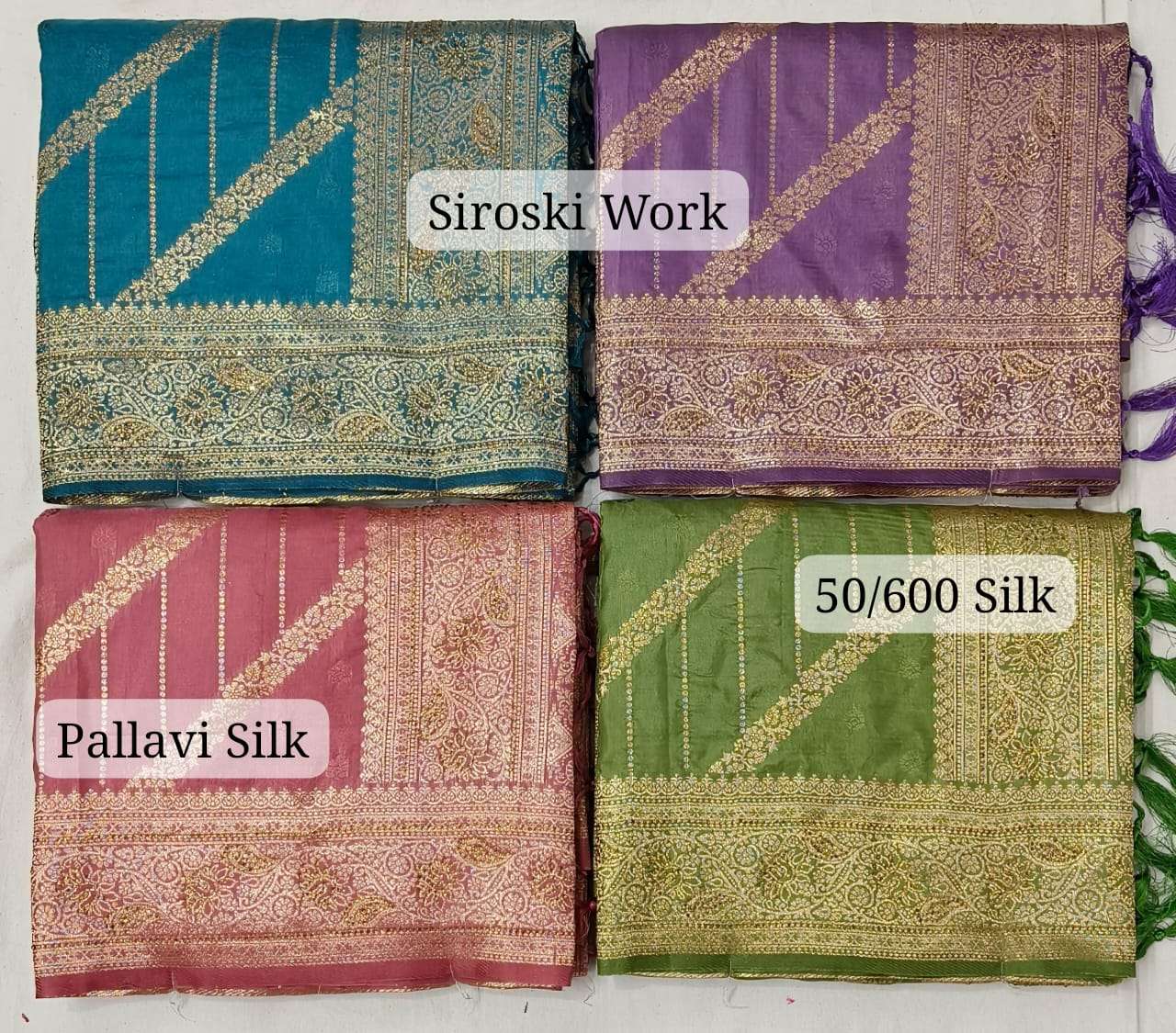 SIROSKI WORK BY ASLIWHOLESALE DESIGNER PURE SILK EMBROIDERY PRINTED SAREES-00065
