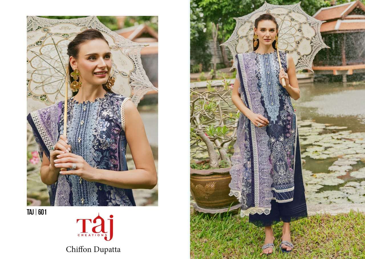 TAJ CREATION 601-602 SERIES PURE COTTON PRINTED EMBRODIERY PAKISTANI DRESSES-00062
