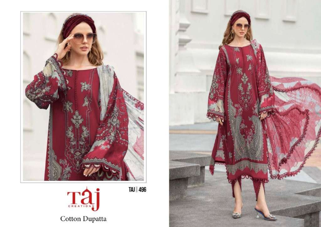  TAJ CREATIONS TAJ-496 DESIGNER HEAVY COTTON PRINT PAKISTANI DRESS-00062