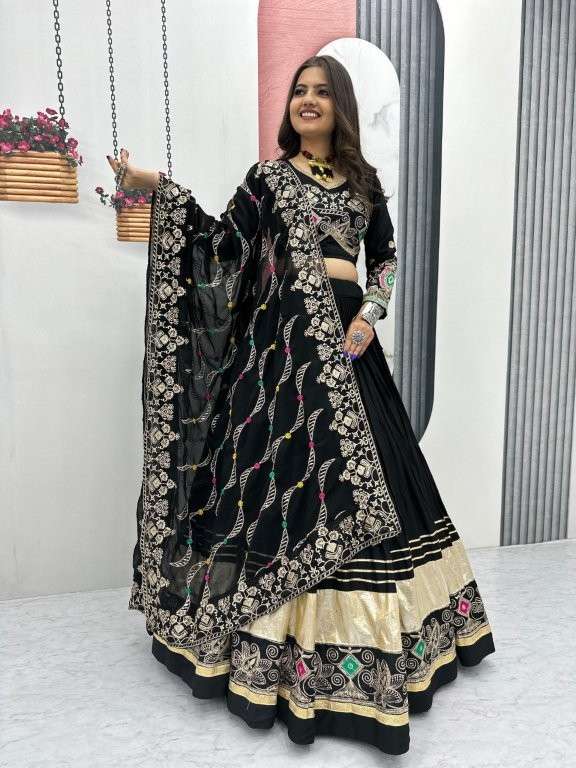 TAPI-252 BY ASLIWHOLESALE DESIGNER PURE COTTON EMBROIDERY LEHENGAS-00185