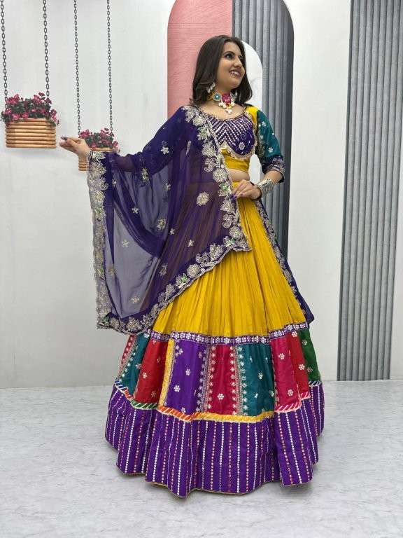 TAPI-254 BY ASLIWHOLESALE DESIGNER PURE COTTON EMBROIDERY LEHENGAS-00185
