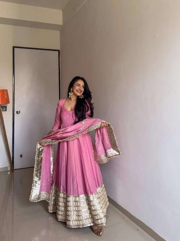 TD-6072 BY ASLIWHOLESALE DESIGNER PURE VICHITRA SILK EMBROIDERY PRINTED DRESSES-00235