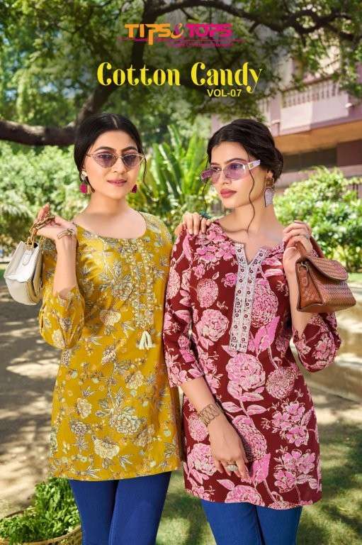 TIPS AND TOPS COTTON CANDY VOL-07 1001 TO 1008 SERIES PURE COTTON PRINTED KURTIS-00140