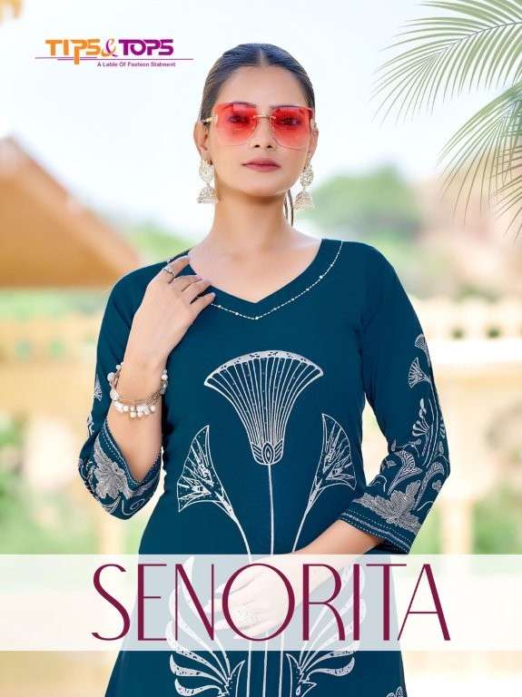 TIPS AND TOPS SENORITA PURE RAYON PRINTED KURTIS-00140