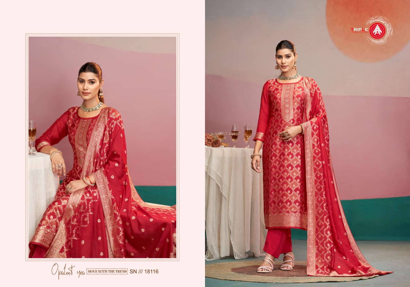 TRIPLE A HANSHIKA VOL-02 18111 TO 18116 SERIES PURE  MUSLIN JACQUARD DRESSES-00028