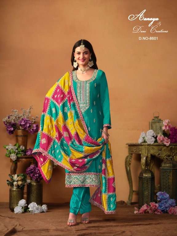 TWISHA AANAYA VOL-198 PURE CHINON SILK EMBROIDERY DRESSES-00274