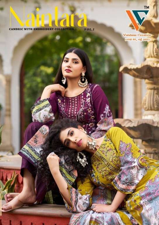 VANDANA CREATION NAINTARA PURE CAMBRIC COTTON PRINTED PAKISTANI DRESSES-00062