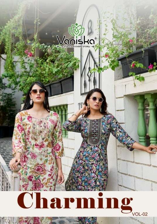 VANISKA CHARMING VOL-02 2001 TO 2008 SERIES PURE RAYON FOIL PRINTED KURTIS-00014