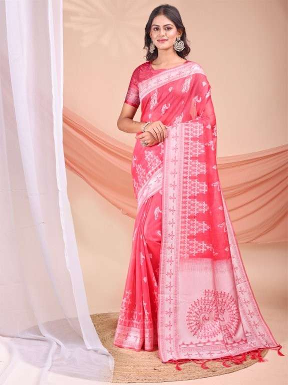 VARNIKA BY ASLIWHOLESALE DESIGNER PURE LIENEN COTTON PRINTED SAREES-00281