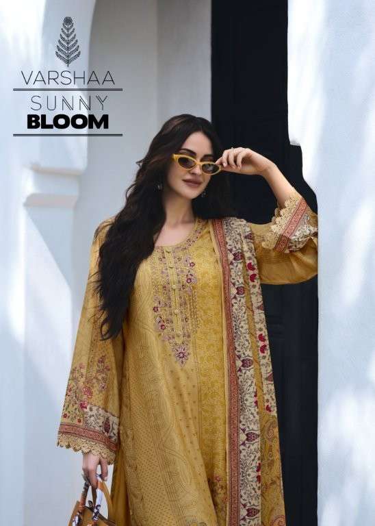 VARSHA SUNNY BLOOM PURE VISCOSE MUSLIN PRINTED EMBROIDERY DRESSES-00028