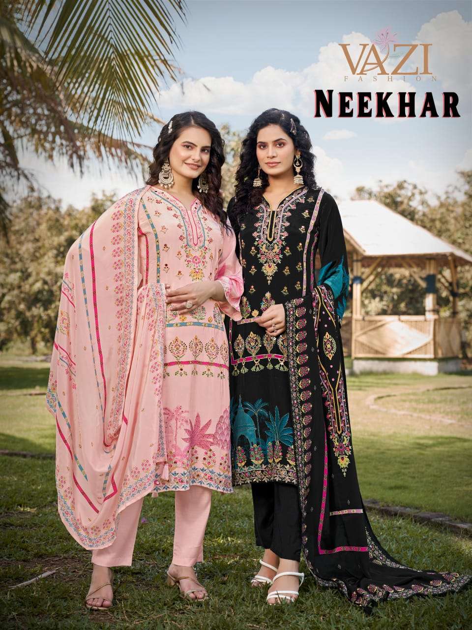 VAZI FASHION NEEKHAR PURE CREPE HAND WORK PAKISTANI DRESSES-00150