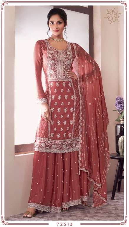 VINAY FASHION KULEESH SYONA COLOUR  PURE CHINON EMBROIDERY DRESSES-00028
