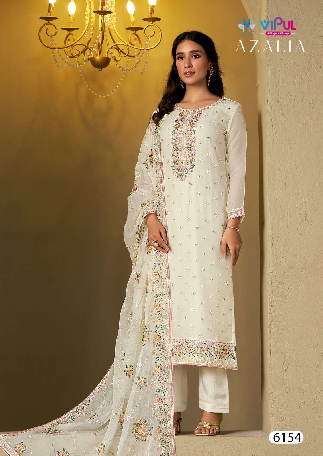 VIPUL AZALIA 6151 TO 6156 SERIES PURE CHIFFON EMBROIDERY DRESSES-00150