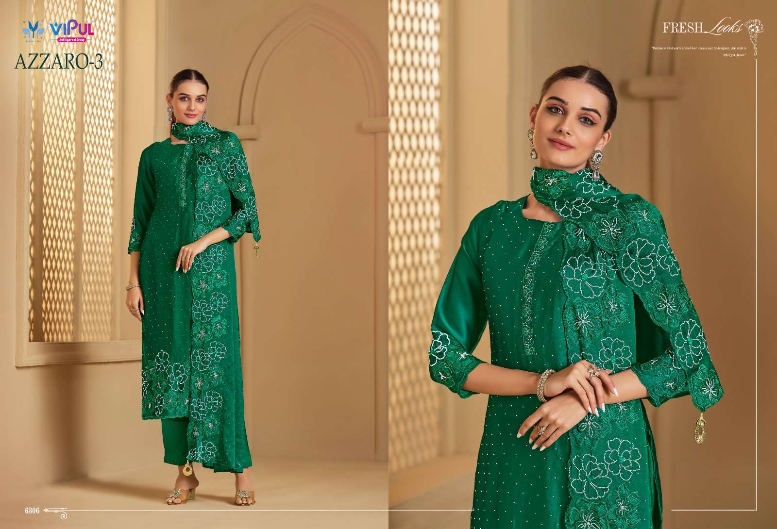 VIPUL AZZARO VOL-03 HEAVY EMBROIDERY GEORGETTE DRESSES-00150