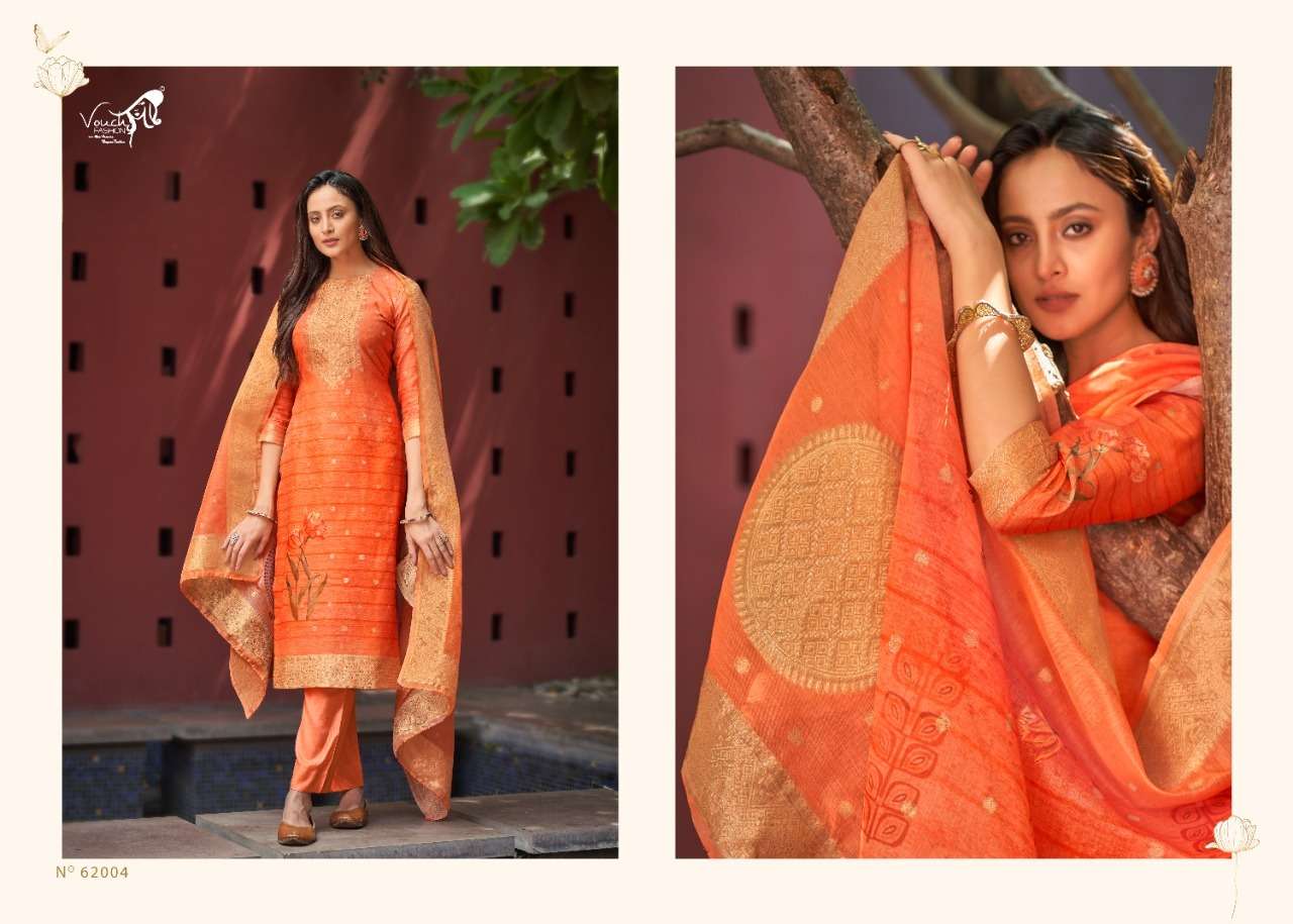 VOUCH FASHION RIMJIM PURE CHANDERI JACQUARD PRINTED DRESSES-00028