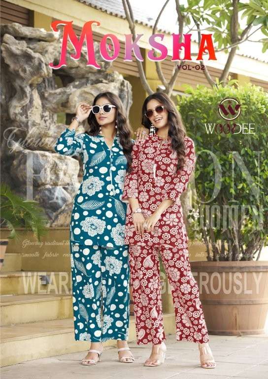 WOODEE MOKSHA VOL-02 2001 TO 2006 SERIES PURE RAYON PRINTED CO-ORD SET-00014