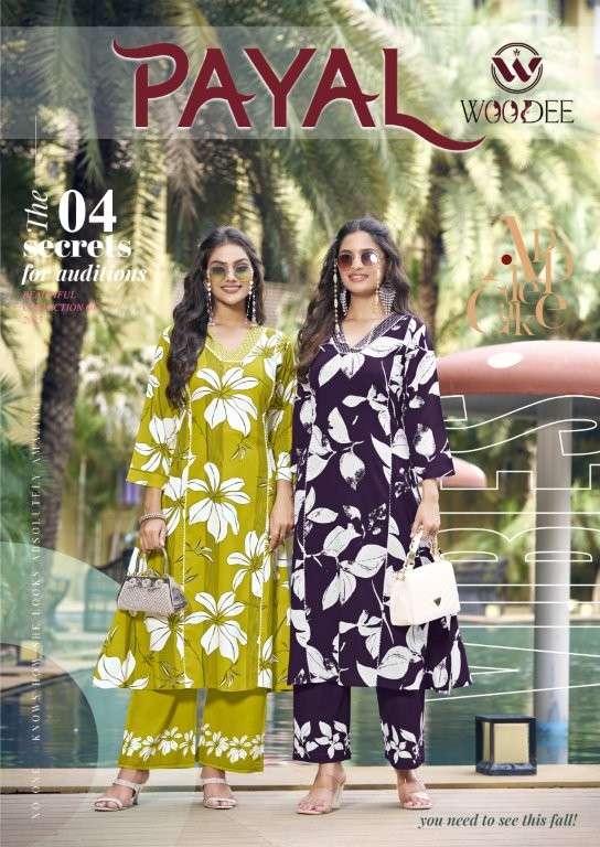 WOODEE PAYAL PURE RAYON PRINTED CO-ORD SET-00140