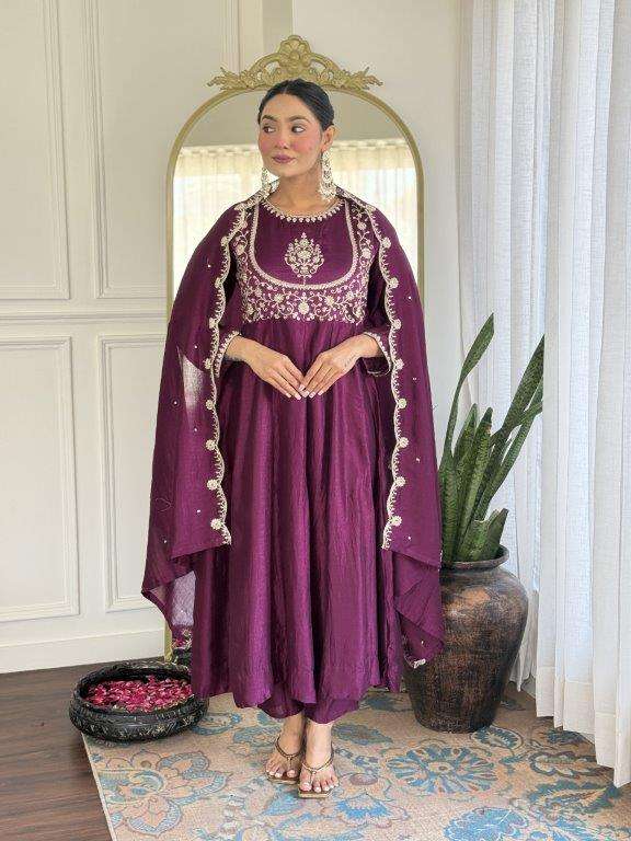 YASHVI BY ASLIWHOLESALE DESIGNER PURE VICHITRA SILK EMBROIDERY DRESSES -00264