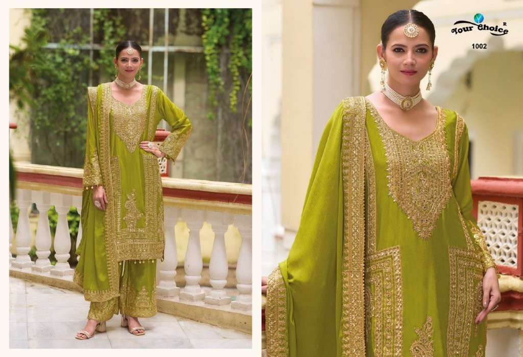 YOUR CHOICE ZINC 1002 TO 1003 SERIES PURE CHINON EMBROIDERY PAKISTANI DRESSES-00150