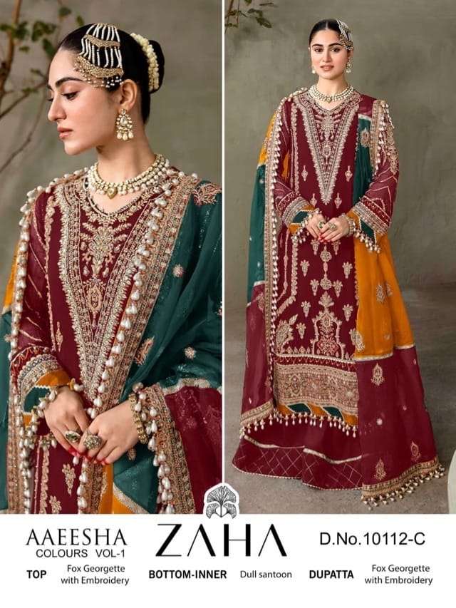 ZAHA 10112 SERIES PURE HEAVY GEORGETTE EMBROIDERY PAKISTANI DRESS-00062