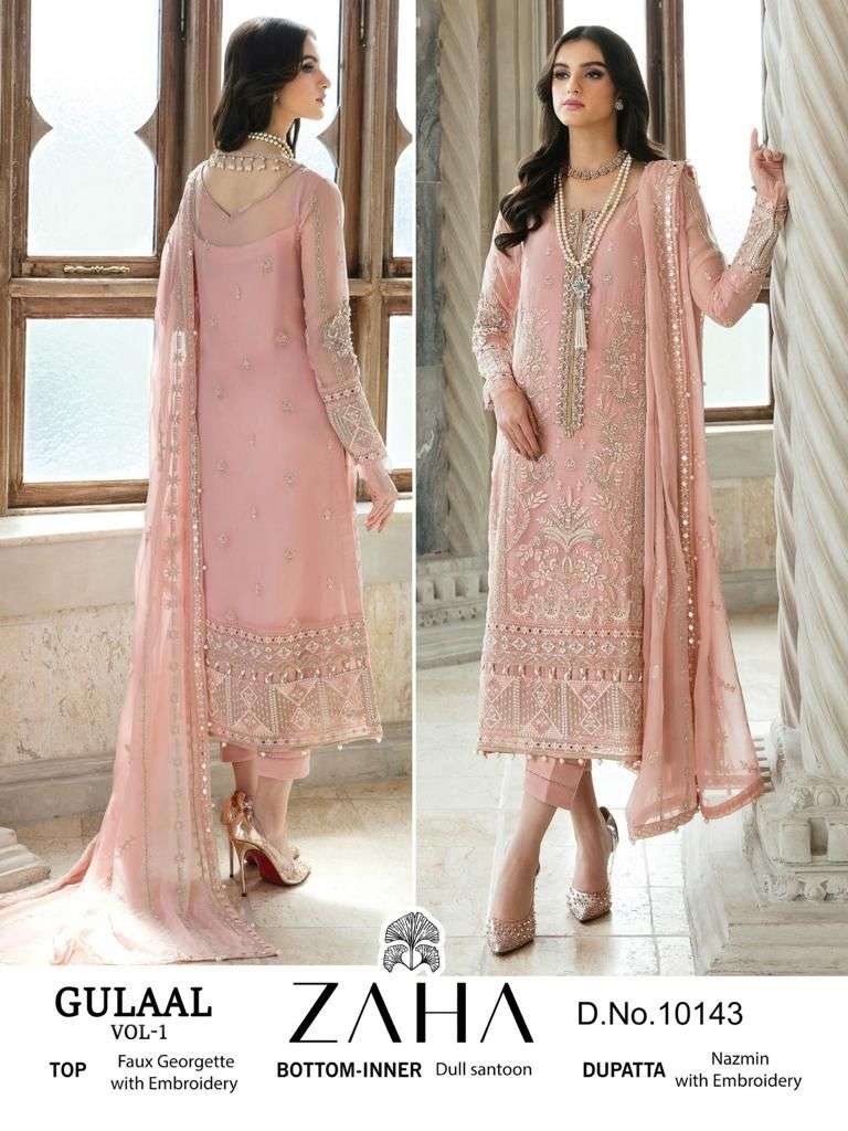 ZAHA 10143 SERIES PURE HEAVY GEORGETTE EMBROIDERY PAKISTANI DRESS-00062