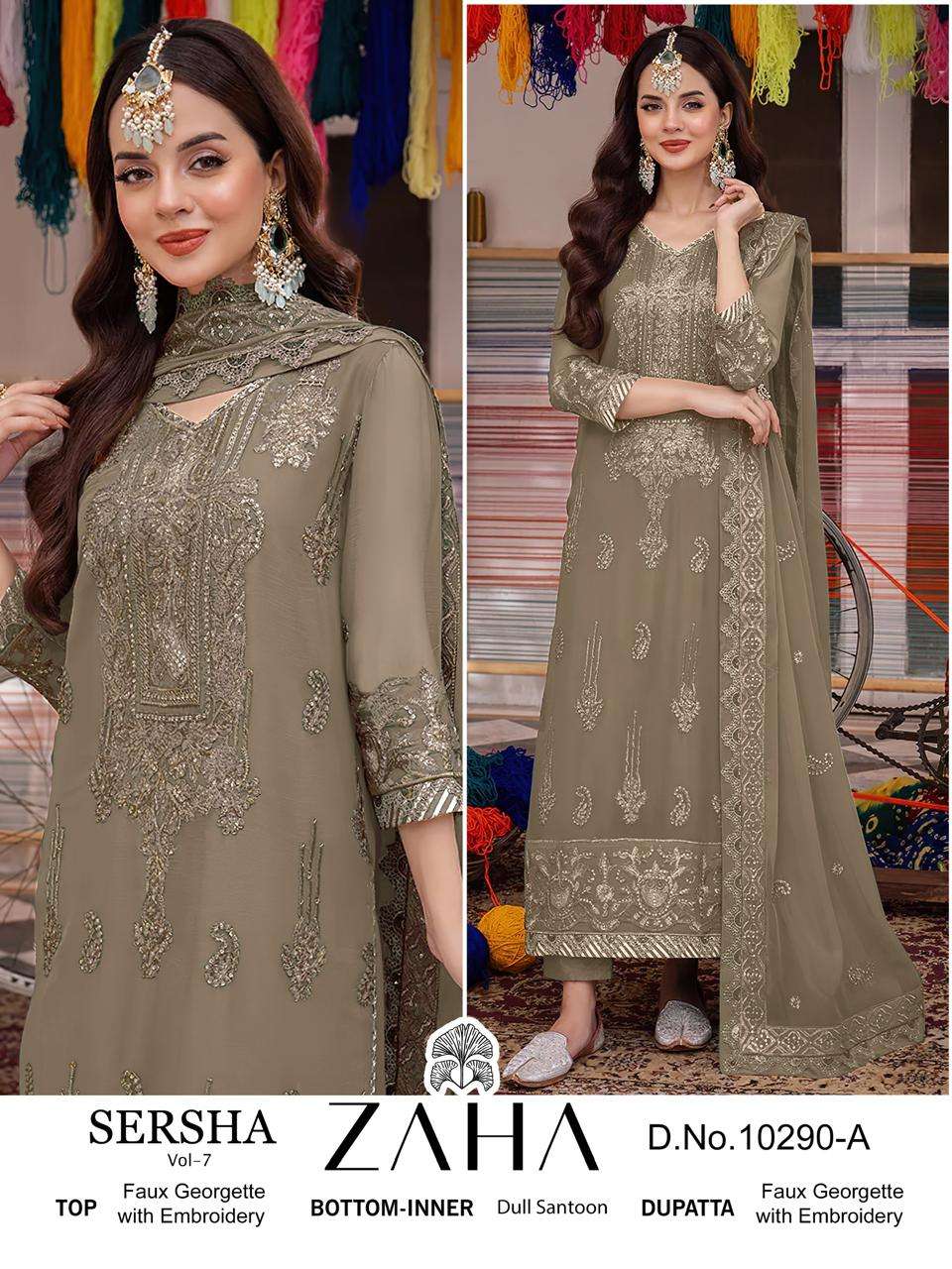 ZAHA 10290 SERIES PURE HEAVY GEORGETTE EMBROIDERY PAKISTANI DRESS-00201