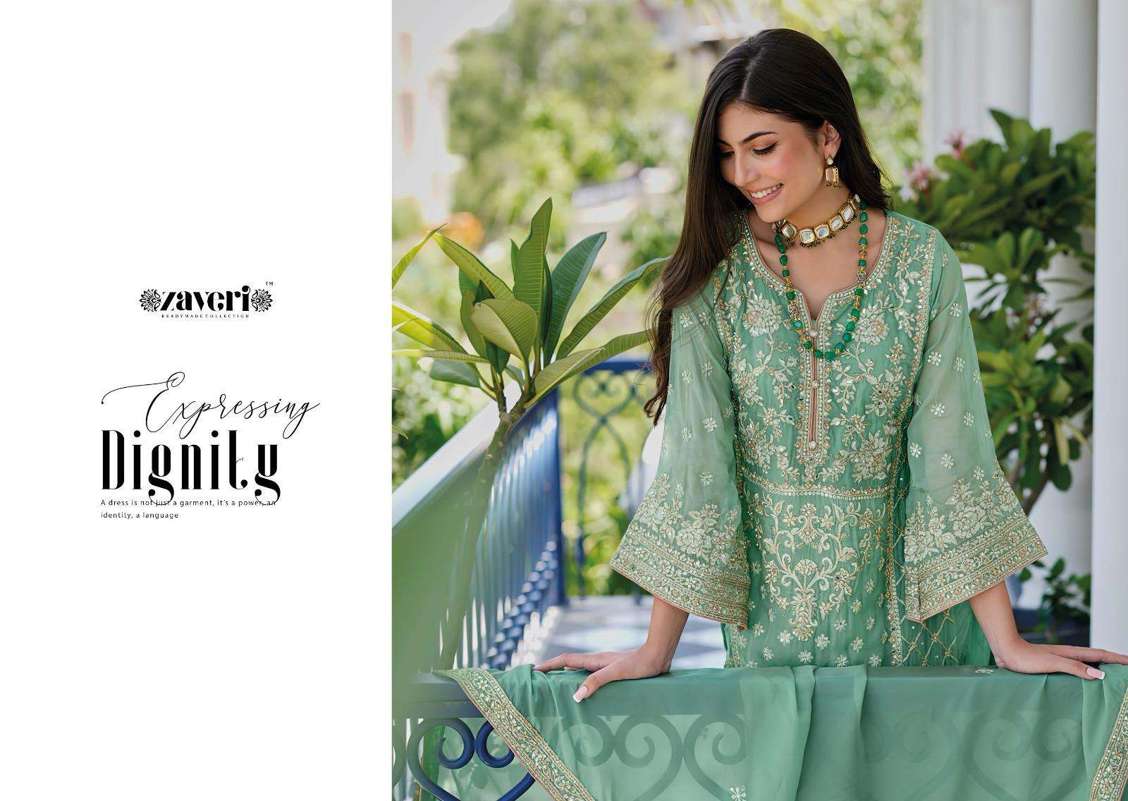 ZAVERI ANAYA 1592 TO 1595 SERIES PURE ORGANZA PRINTED DRESSES-00289