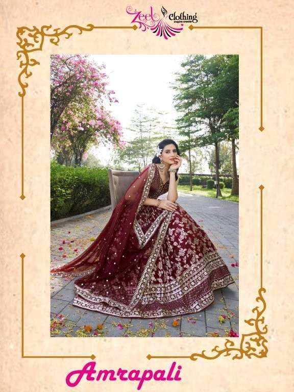 ZEEL CLOTHING AMRAPALI PURE DOLA SILK EMBROIDERY PRINTED LEHENGAS-00139