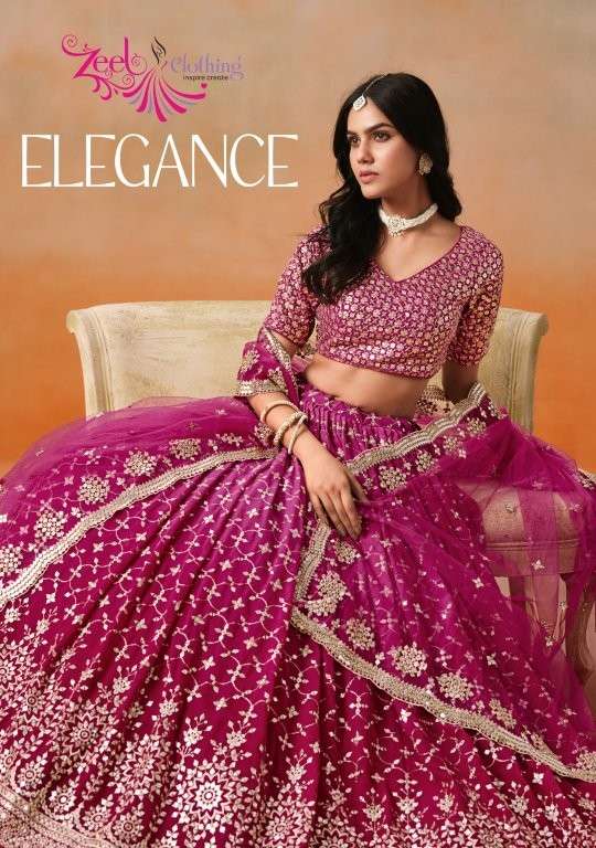 ZEEL CLOTHING ELEGANCE 7086 SERIES PURE GEORGETTE EMBROIDERY PRINTED LEHENGAS-00139