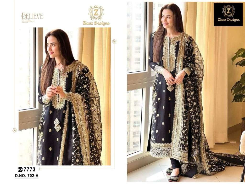 ZIAAZ 702 COLOUR DESIGNER HEAVY GEORGETTE  EMBROIDERY PAKISTANI DRESS-00201