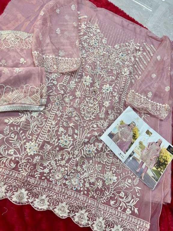 ZIAAZ 804 COLOURS BY ZIAAZ DESIGNER PURE ORGANZA EMBROIDERY DRESSES-00071