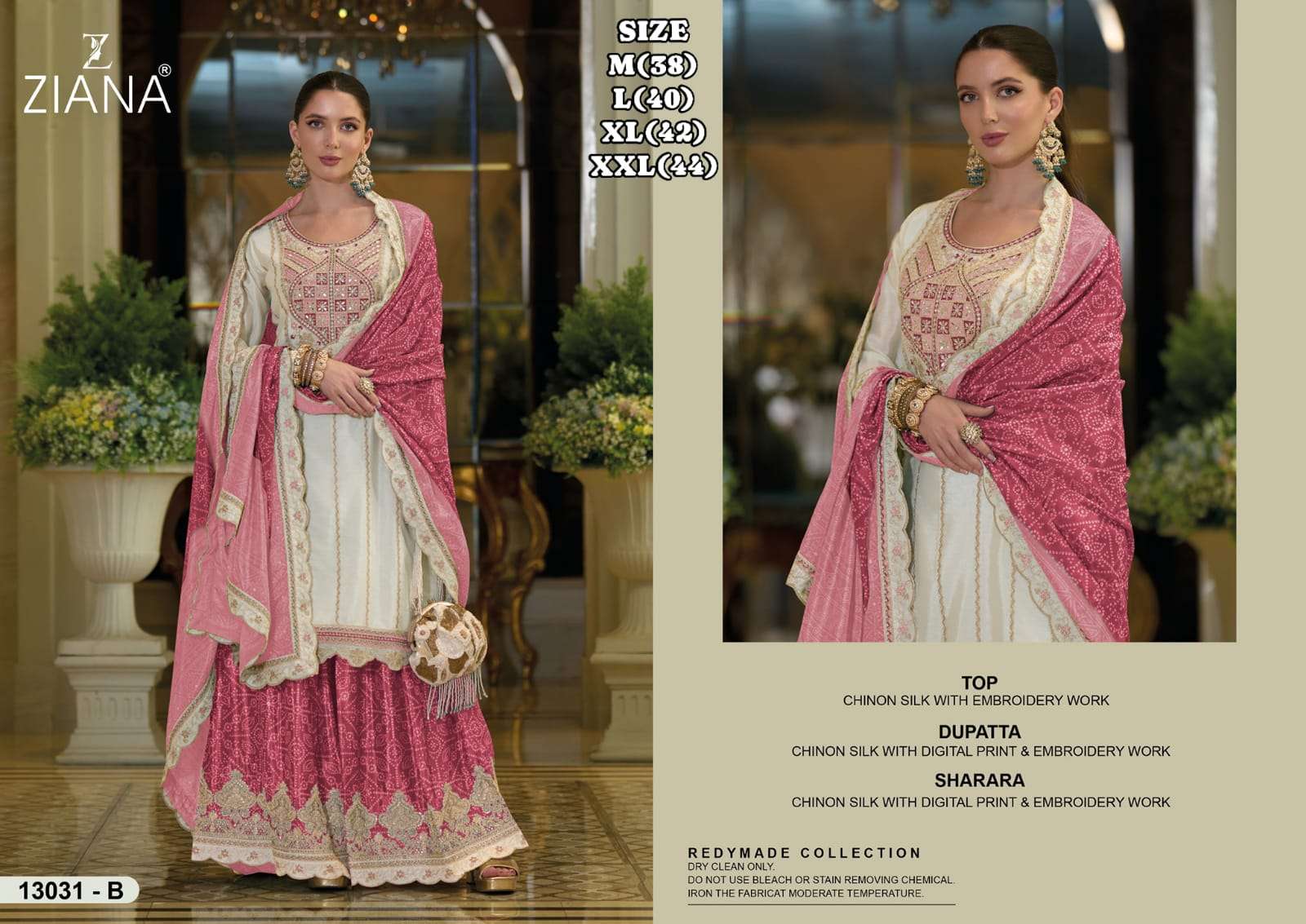 ZIANA 13031 NX  COLOURS DESIGNER FACNY CHINON SILK HEAVY EMBROIDERY DRESSES-00150