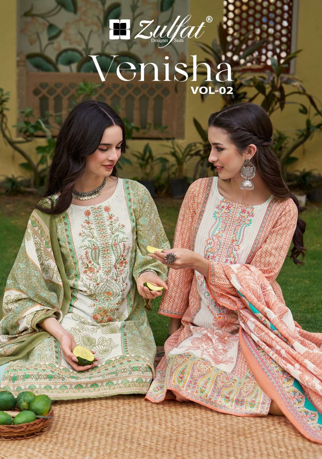ZULFAT VENISHA VOL-02 665-001 TO 665-008 SERIES PURE COTTON PRINTED EMBROIDERY PAKISTANI DRESSES-002...