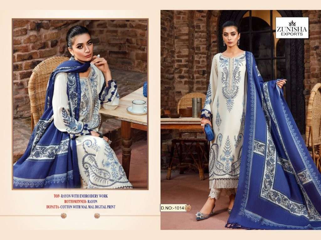 ZUNISHA 1014 COLOUR PURE HEAVY EMBROIDERY COTTON PAKISTANI DRESS-00071