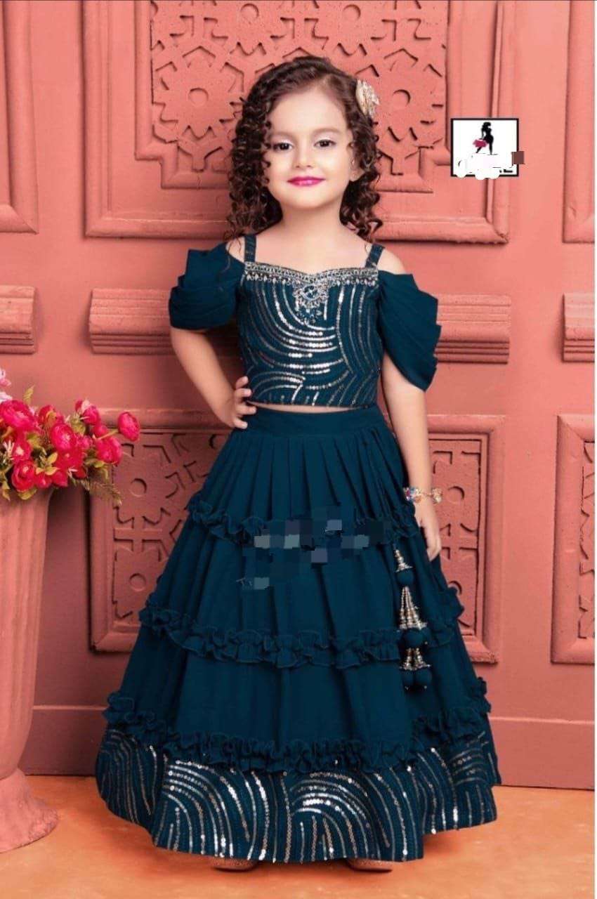 108 SERIES BY ASLIWHOLESALE DESIGNER PURE GEORGETTE EMBROIDERY PRINTED KIDS LEHENGAS-00293