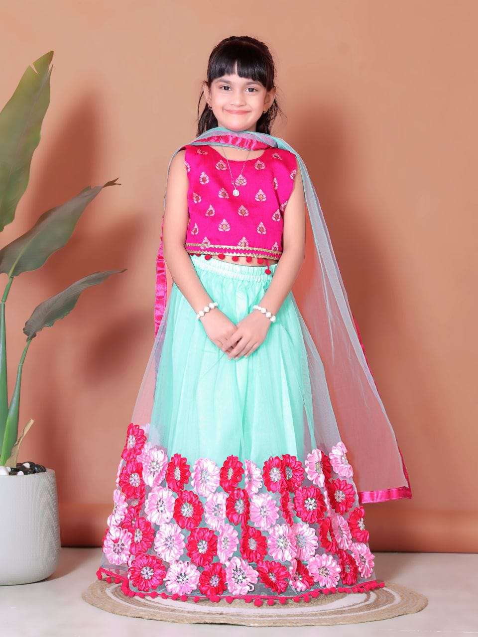 112 SERIES BY ASLIWHOLESALE DESIGNER PURE JACQUARD PRINTED KIDS LEHENGAS-00293