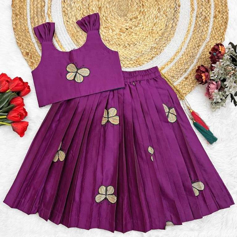 119 SERIES BY ASLIWHOLESALE DESIGNER PURE SILK PRINTED KIDS LEHENGAS-00293
