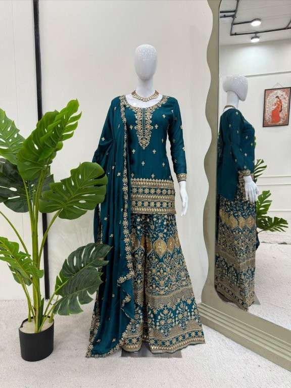 1519 HIT COLOUR BY ASLIWHOLESALE DESIGNER PURE CHINNON SILK EMBROIDERY PRINTED DRESSES-00241